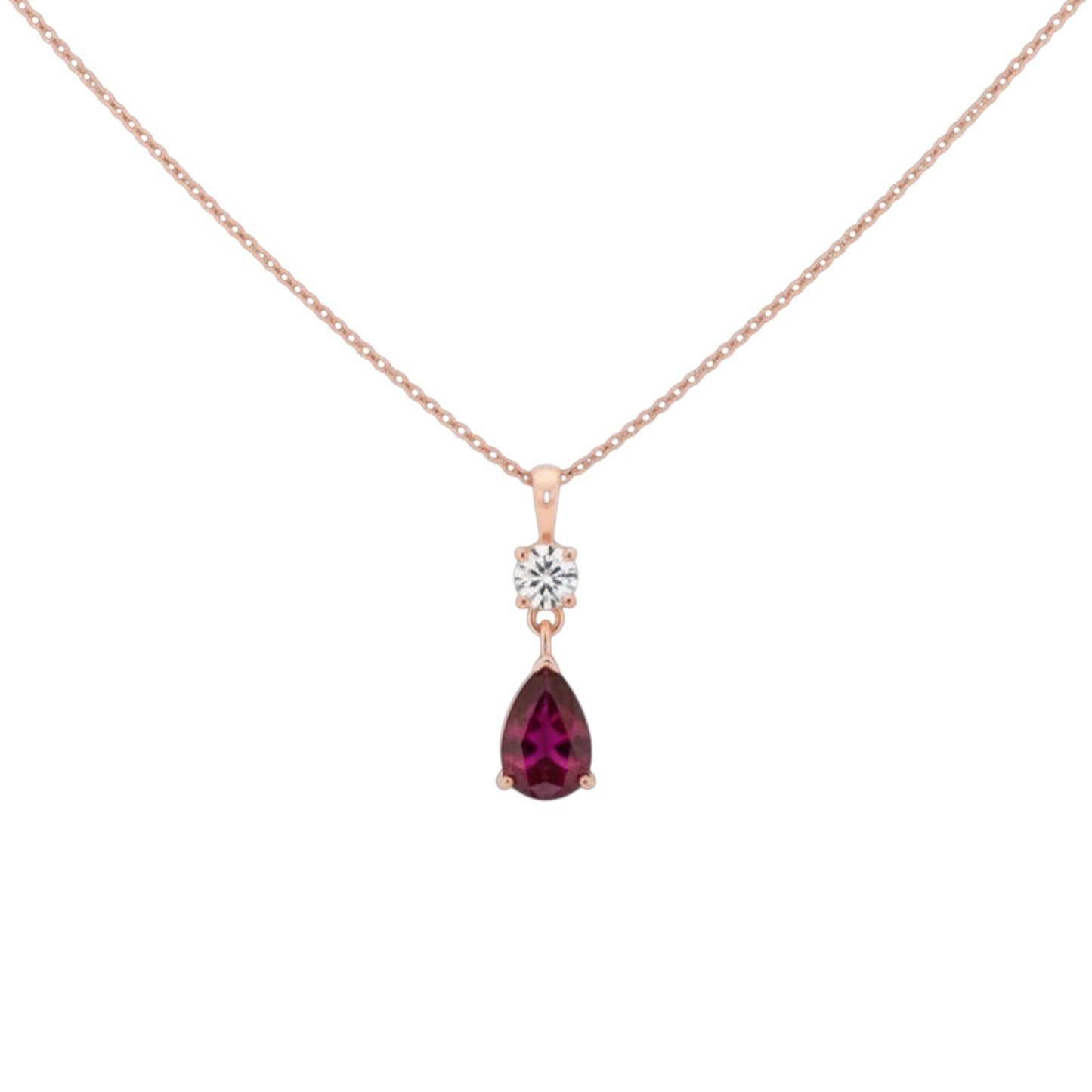14Kt Gold Created Ruby Teardrop & Lab Grown Diamond Pendant