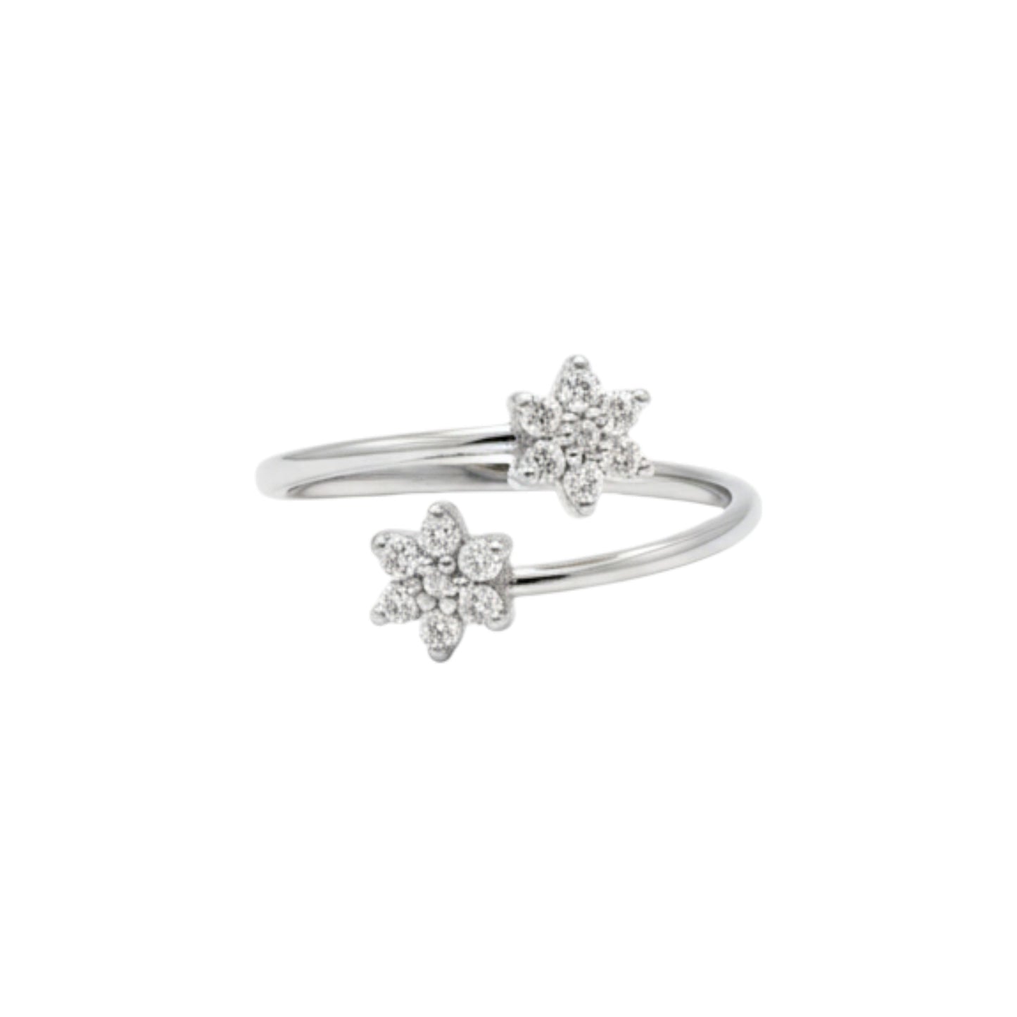 14Kt Gold 0.28 Ct Double Flower Star Diamond Ring