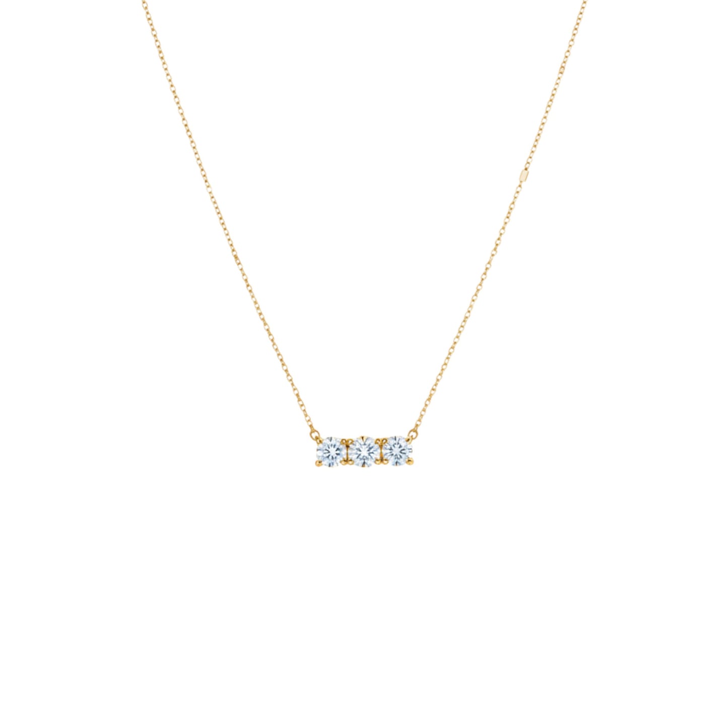 14Kt Gold 0.60 Ct 3 Stone Lab Grown Diamond Pendant Necklace