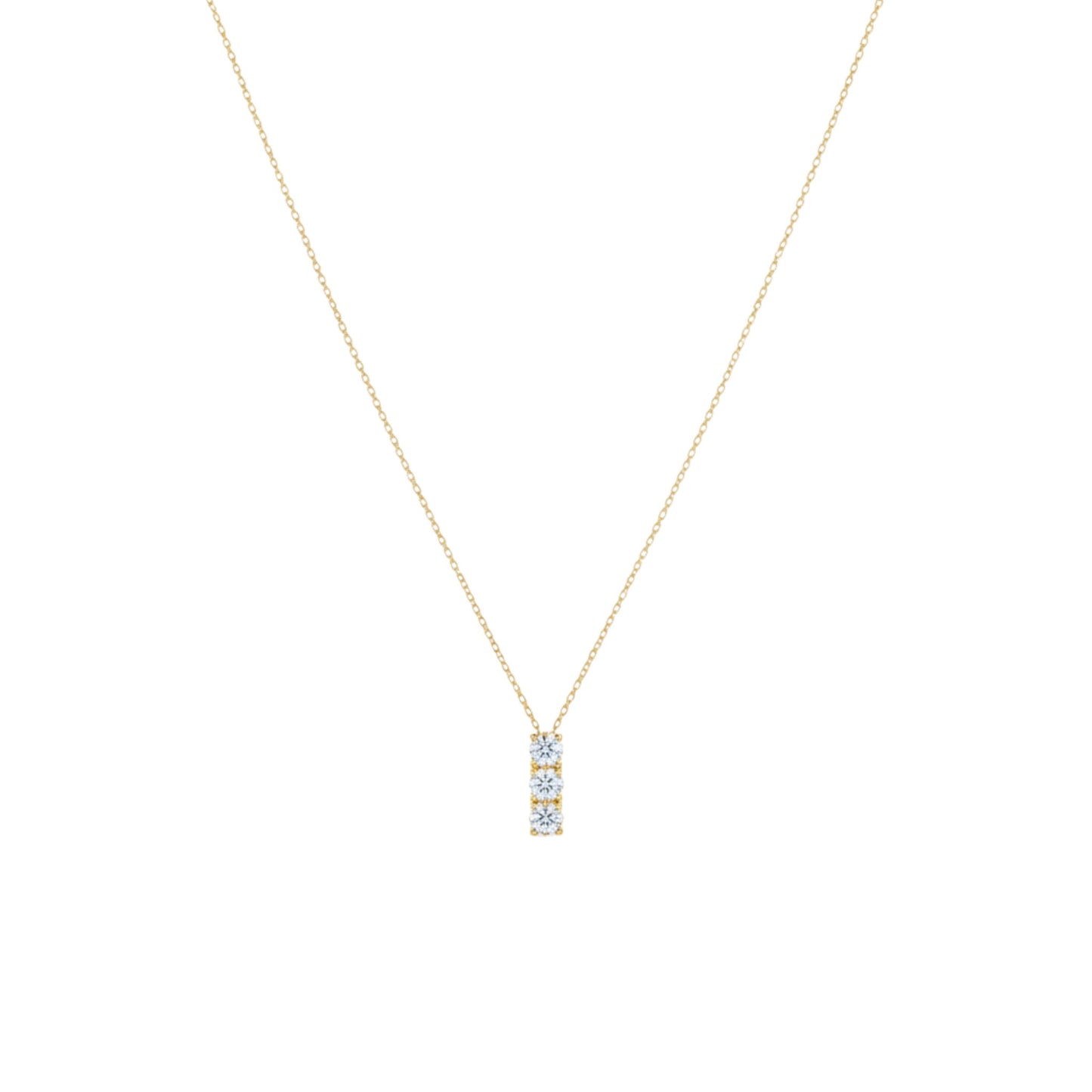 14Kt Gold 0.60 Ct 3 Stone Lab Grown Diamond Pendant Necklace