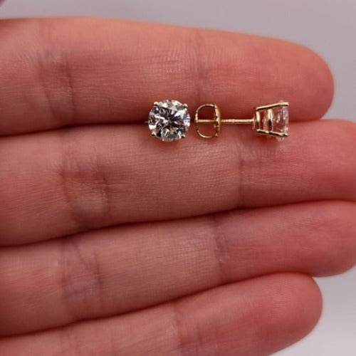14Kt Gold 1 Ct Single Lab Grown Diamond Stud Earring