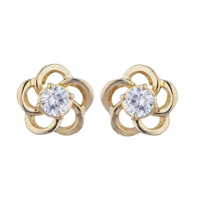 14Kt Gold 0.50 Ct Lab Grown Diamond Flower Stud Earrings