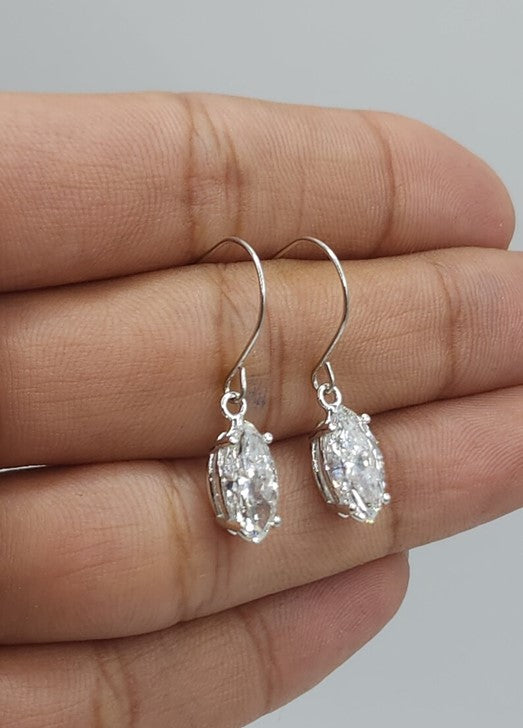 14Kt Gold 2 Ct Lab Grown Marquise Diamond Dangle Earrings