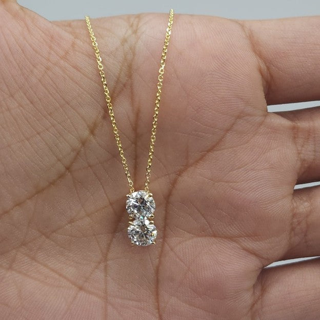 14Kt Gold 0.80 Ct 2 Stone Lab Grown Diamond Pendant