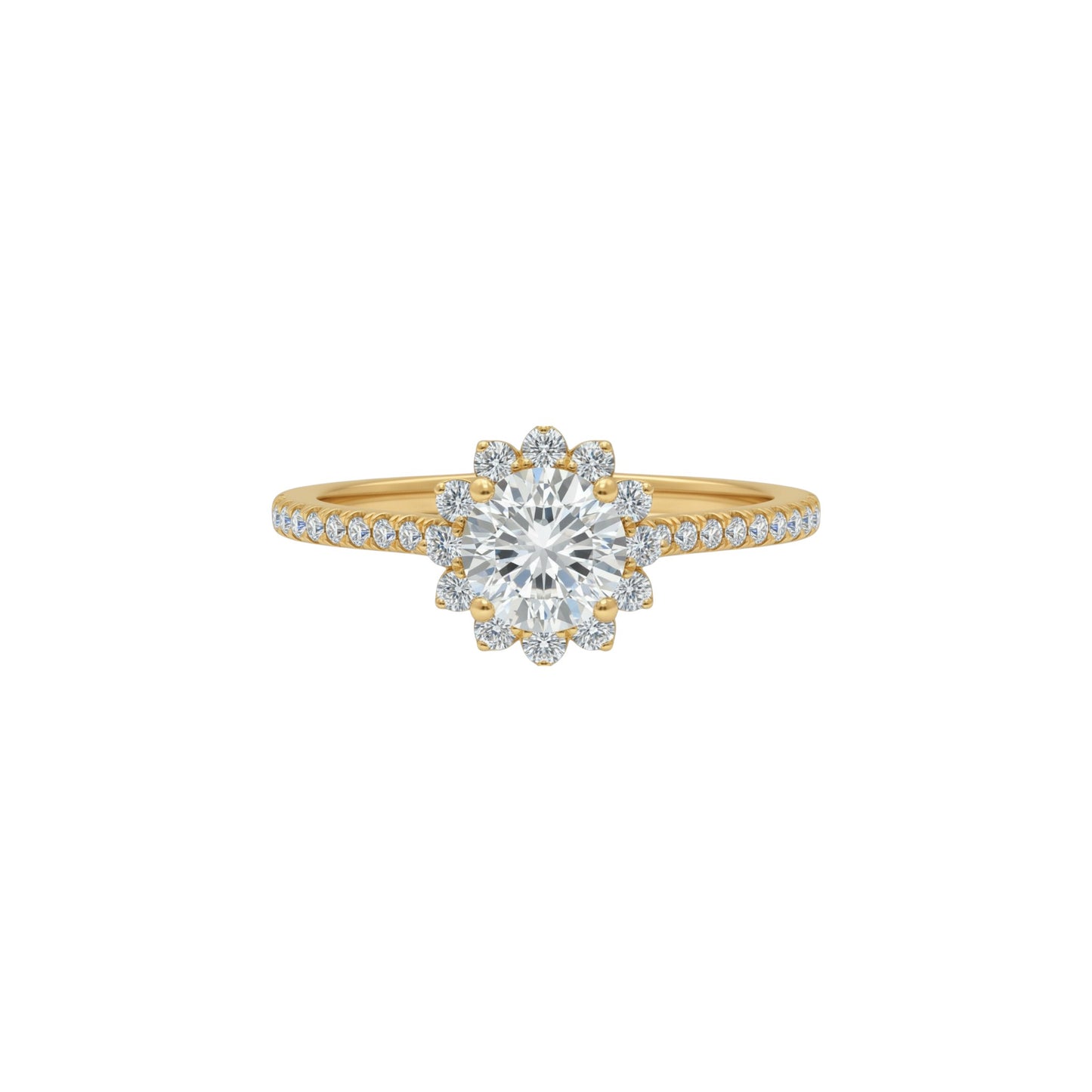 14Kt Gold 1.43 Ct Lab Grown Diamond Halo Engagement Ring