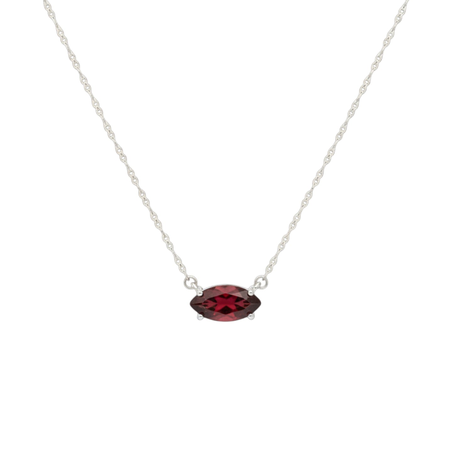 14Kt Gold Garnet Marquise Pendant Necklace