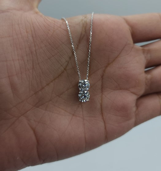 14Kt Gold 1.40 Ct 2 Stone Lab Grown Diamond Necklace Pendant