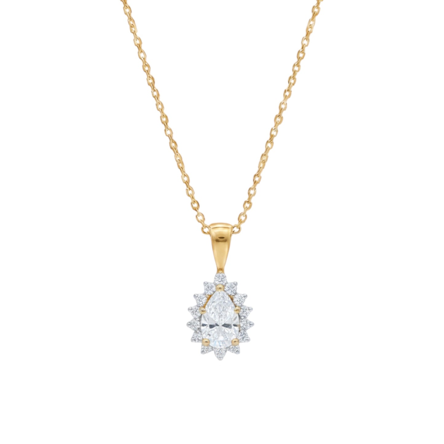 14K Gold 0.91 Ct Lab Grown Teardrop Diamond Solitaire Pendant Necklace