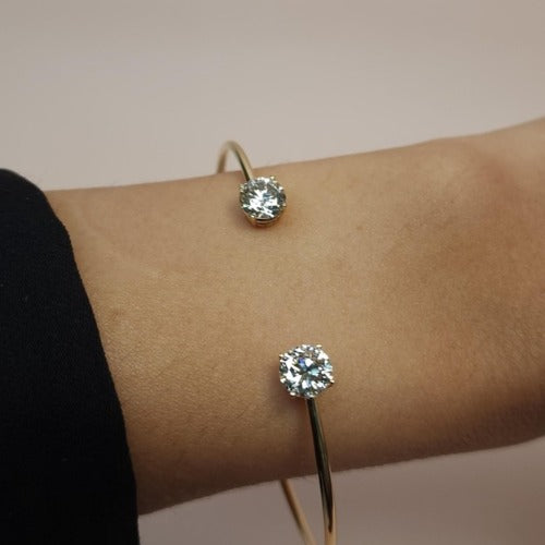 14Kt Gold 1.80Ct Lab Grown Diamond Open Cuff Bangle