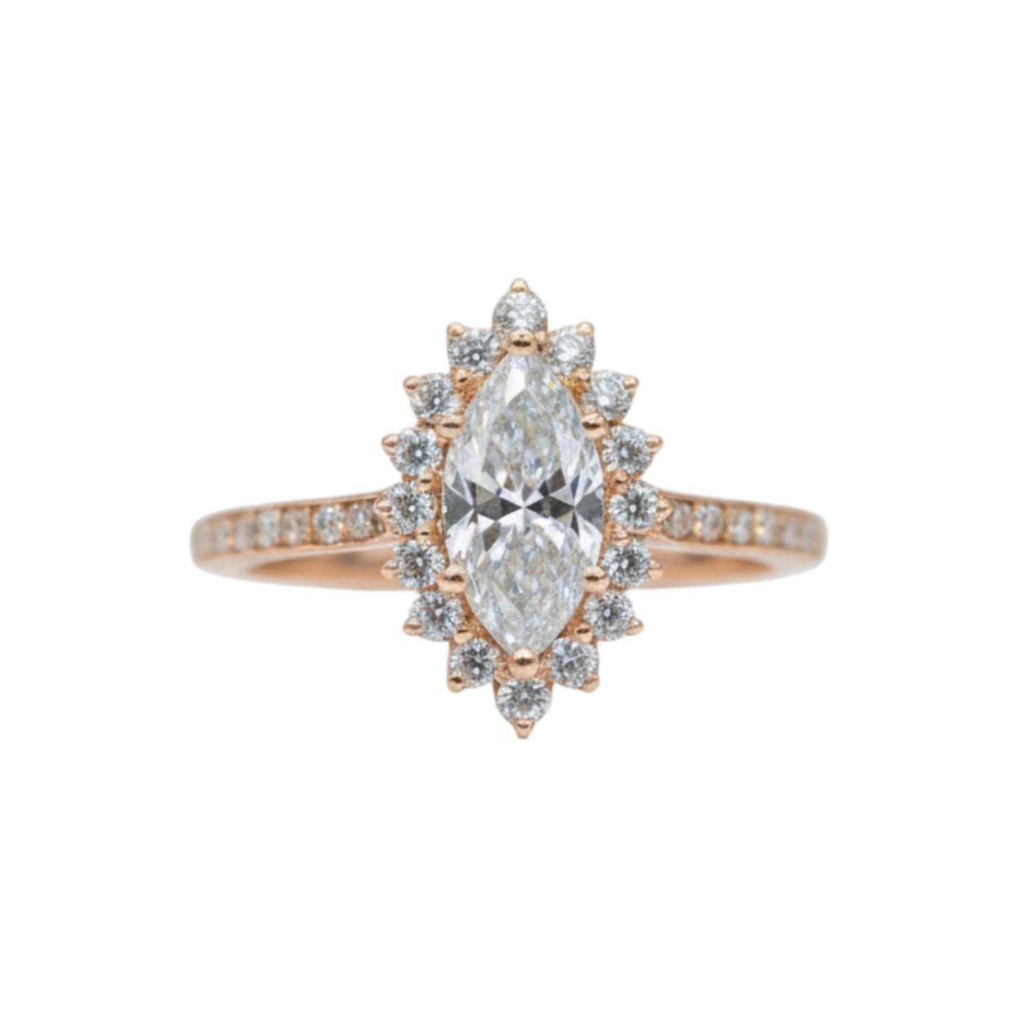 14Kt Gold 1.24 Ct Lab Grown Marquise Diamond Halo Engagement Ring