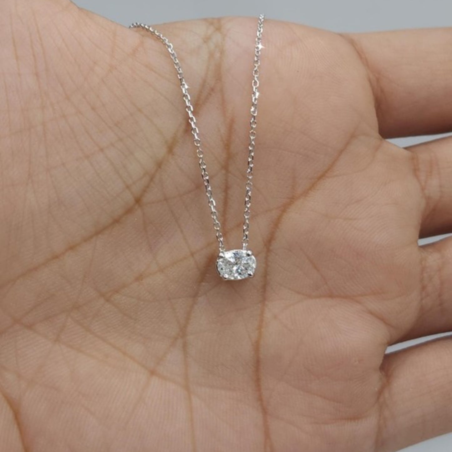 14Kt Gold 0.50 Ct Oval Lab Grown Diamond Solitaire Pendant