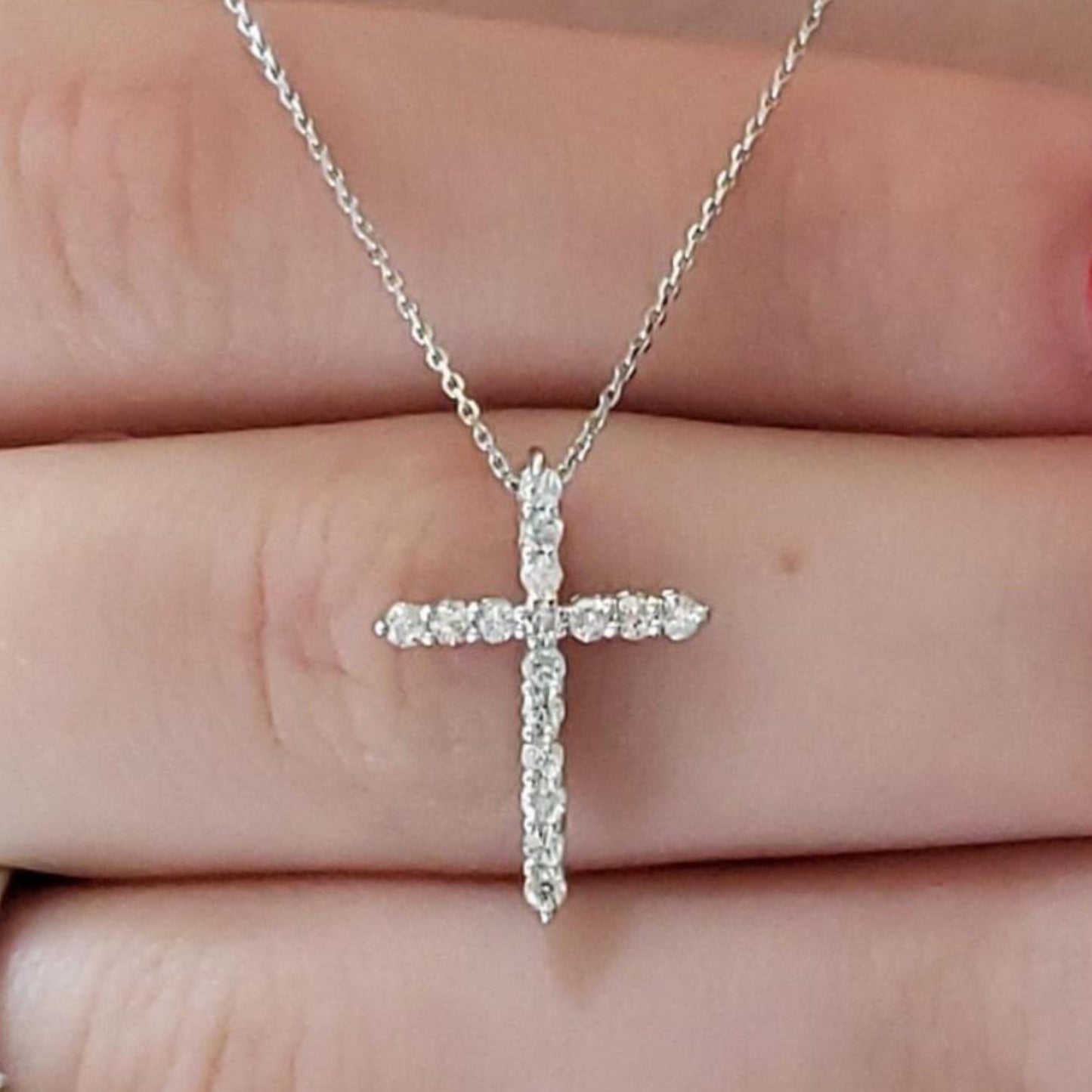 14Kt Gold 0.25 Ct Genuine Natural Diamond Cross Pendant Necklace