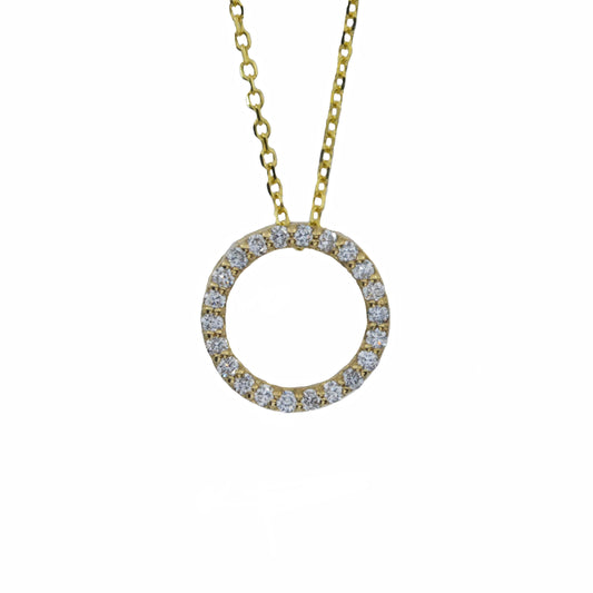 14Kt Gold Open Circle Lab Grown Diamond Cluster Pendant Necklace