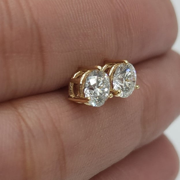 14Kt Gold 3 Prong Martini 1.80Ct Lab Grown Diamond Stud Earrings