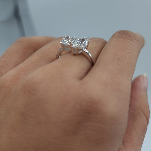 14Kt Gold 1.65 Ct Lab Grown Diamond Marquise & Round 2 Stone Ring