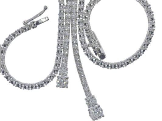 14Kt Gold 4.10 Ct 20-inch Lab Grown Diamond Tennis Necklace, Half Diamond Drop Tennis Necklace, Beautiful White Diamonds