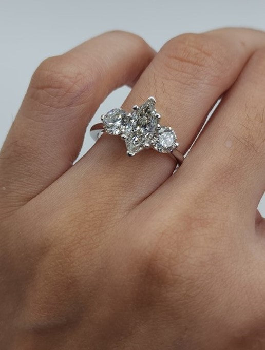 14Kt Gold Ct Lab Grown Diamond Marquise Stone Engagement Ring