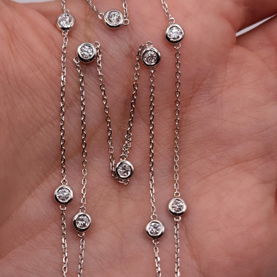 14Kt Gold 0.66 Ct Genuine Natural Diamond By the Yard Necklace