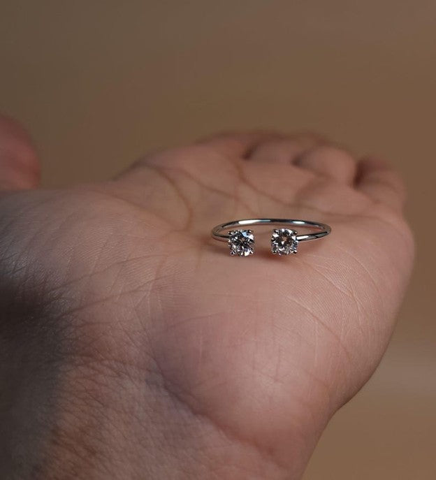 14Kt Gold 0.60 Ct 2 Stones Lab Grown Diamond Ring