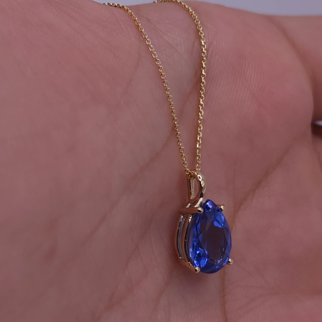 14Kt Gold Tanzanite Teardrop Pendant
