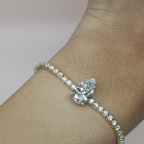 14Kt Gold 4.25 Ct Teardrop Lab Grown Diamond Tennis Bracelet