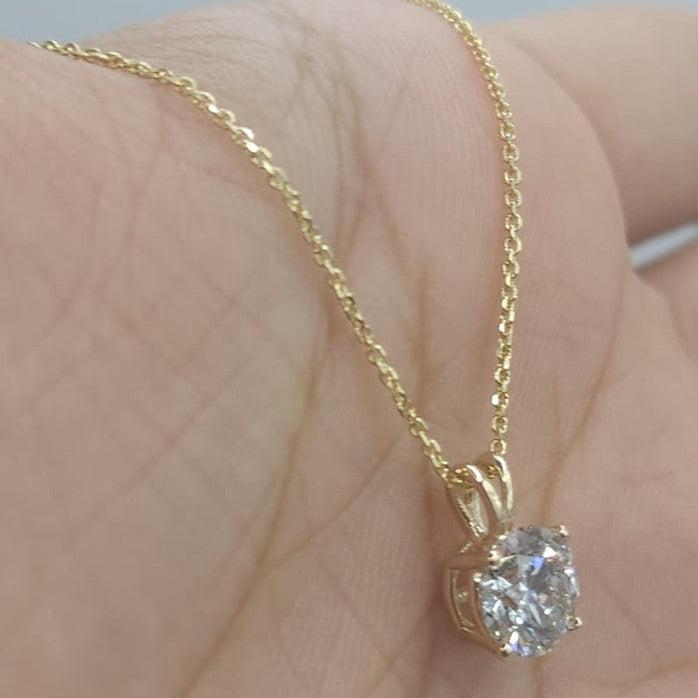 14Kt Gold 1 Ct Lab Grown Diamond Pendant Necklace