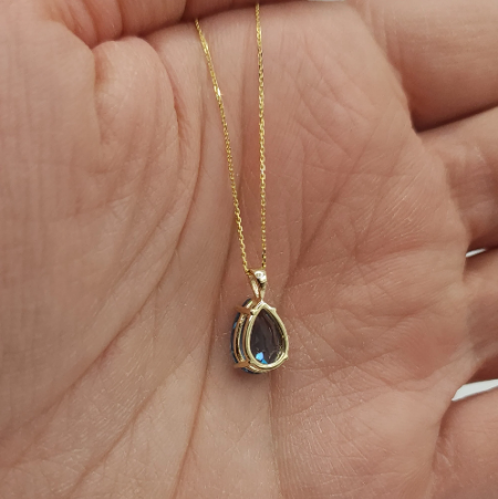 14Kt Gold London Blue Topaz Teardrop Pendant