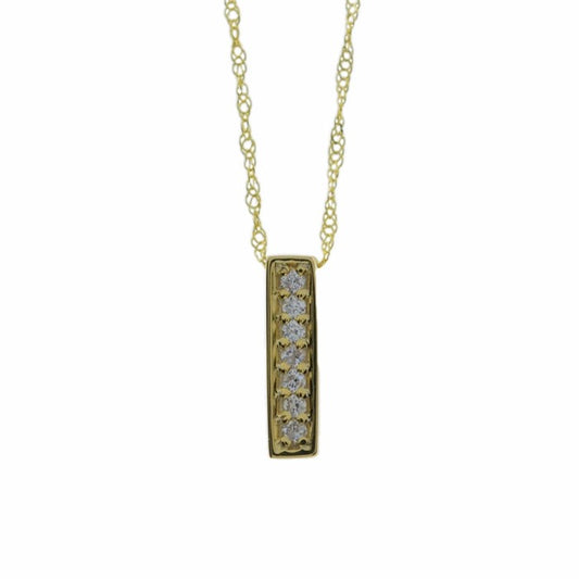 14Kt Gold Lab Grown Diamond Bar Necklace Pendant