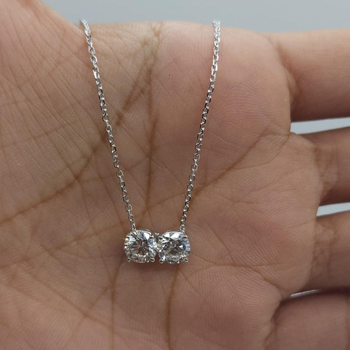 14Kt Gold 1.40 Ct 2 Stone Lab Grown Diamond Pendant