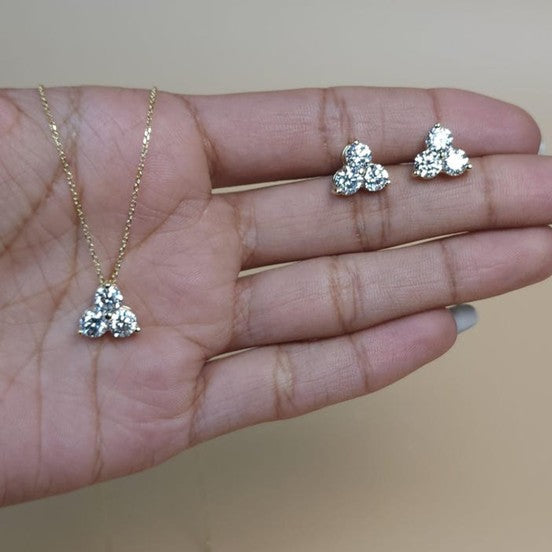 14Kt Gold 1.20 Ct 3 Stone Lab Grown Diamond Pendant