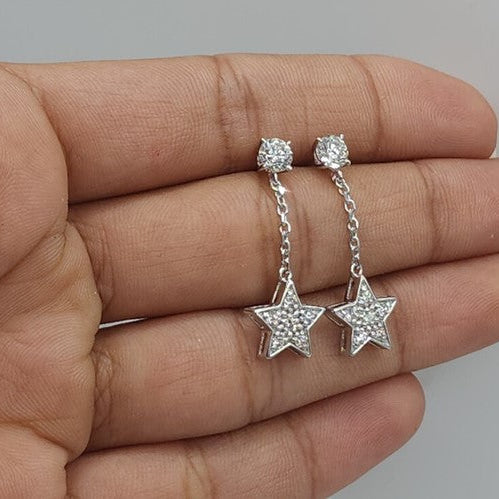 14Kt Gold 0.80 Ct Lab Grown Star Diamond Dangle Stud Earrings