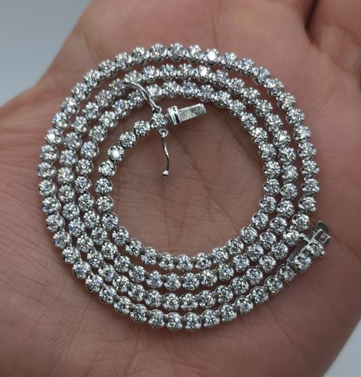 14Kt Gold 6 Ct Lab Grown 17 Inch Diamond Tennis Necklace