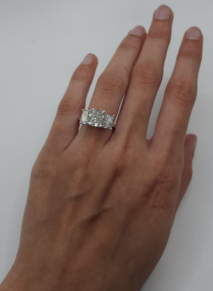 14Kt Gold 4 Ct Emerald Cut 3 Stone Lab Grown Diamond Engagement Ring
