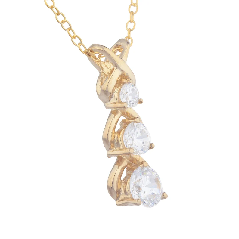 14Kt Gold 0.60 Ct Lab Grown 3 Diamonds Pendant Necklace