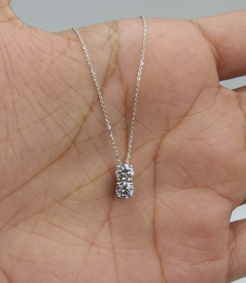 14Kt Gold 0.50 Ct 2 Stone Lab Grown Diamond Necklace Pendant