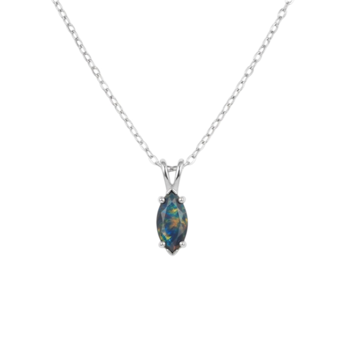 14Kt Gold Black Opal Marquise Pendant