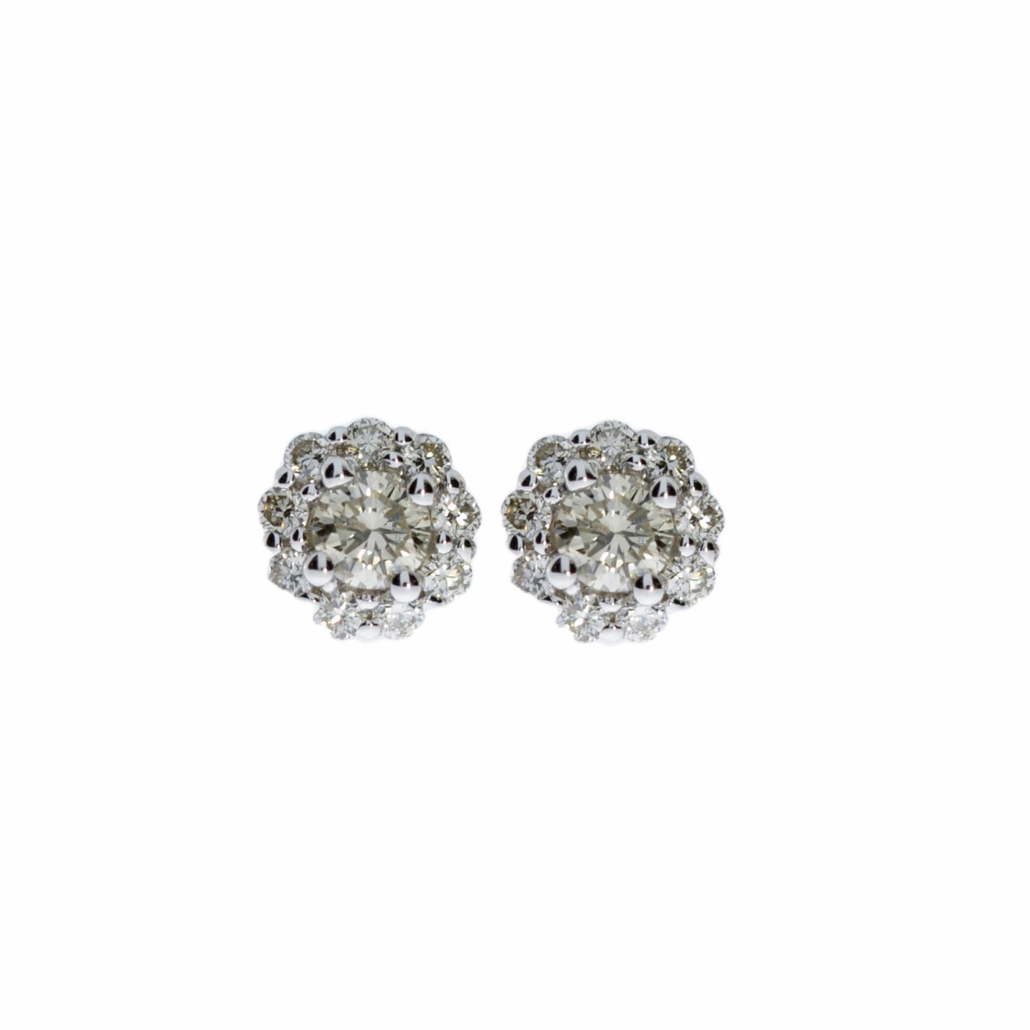 14Kt Gold 2.32 Ct Lab Grown Halo Diamond Earrings