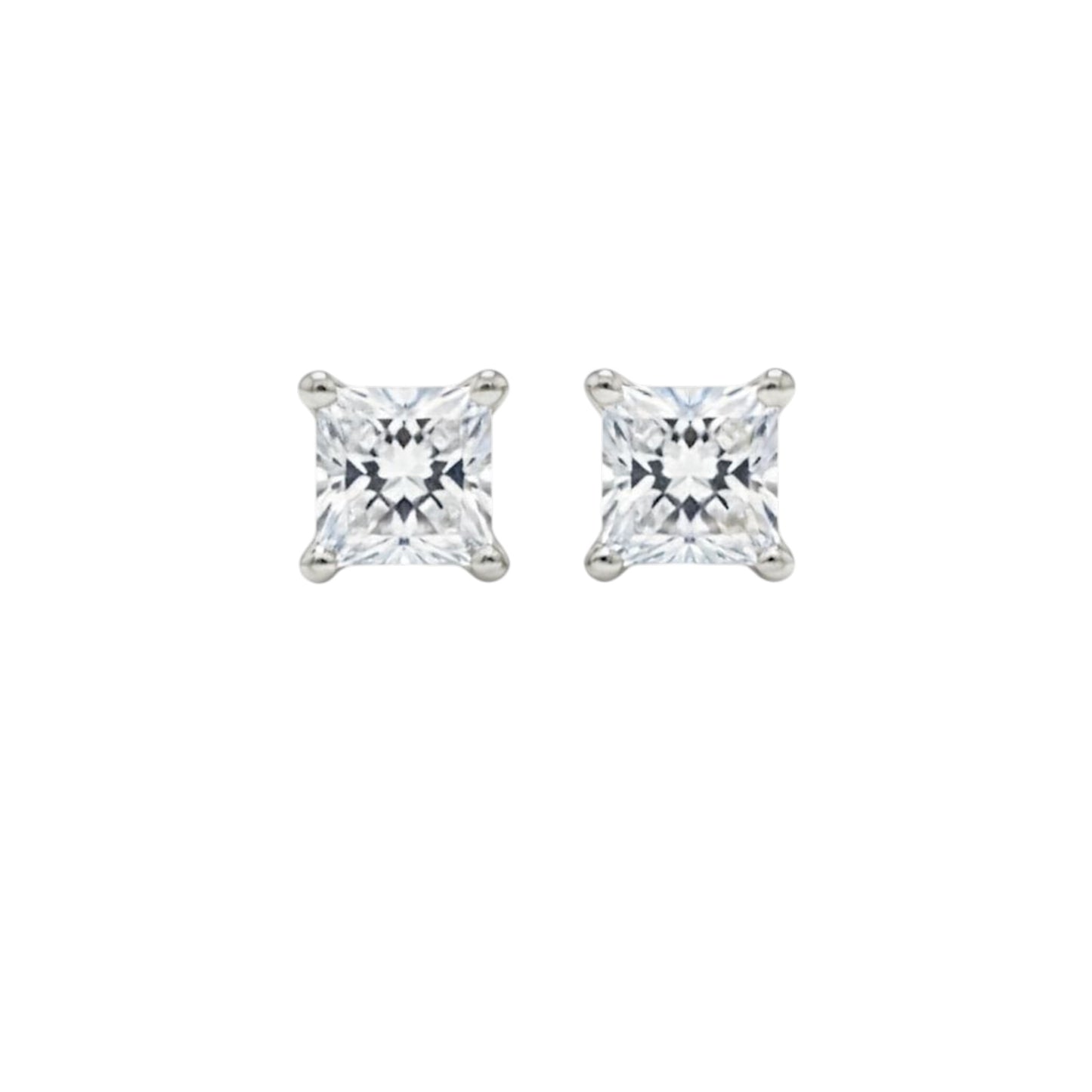 14Kt Gold 0.25 Ct Princess Cut Lab Grown Diamond Stud Earrings