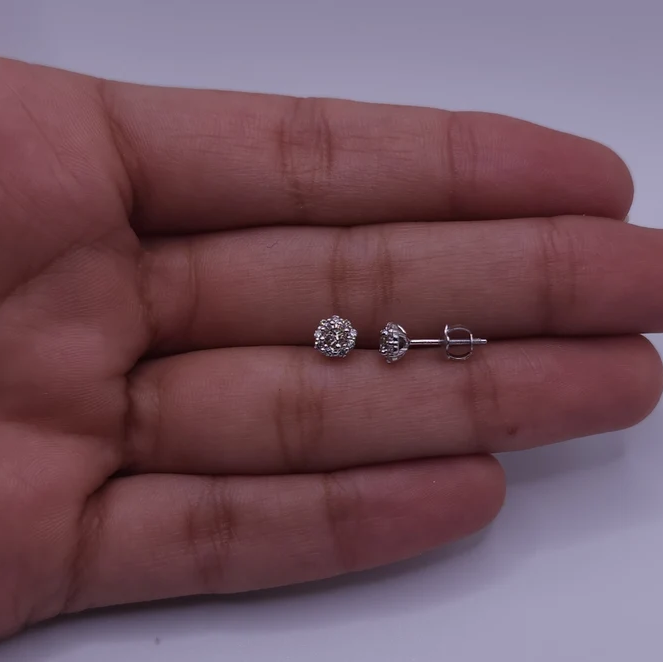 14Kt Gold 0.42 Ct Lab Grown Diamond Halo Stud Earrings