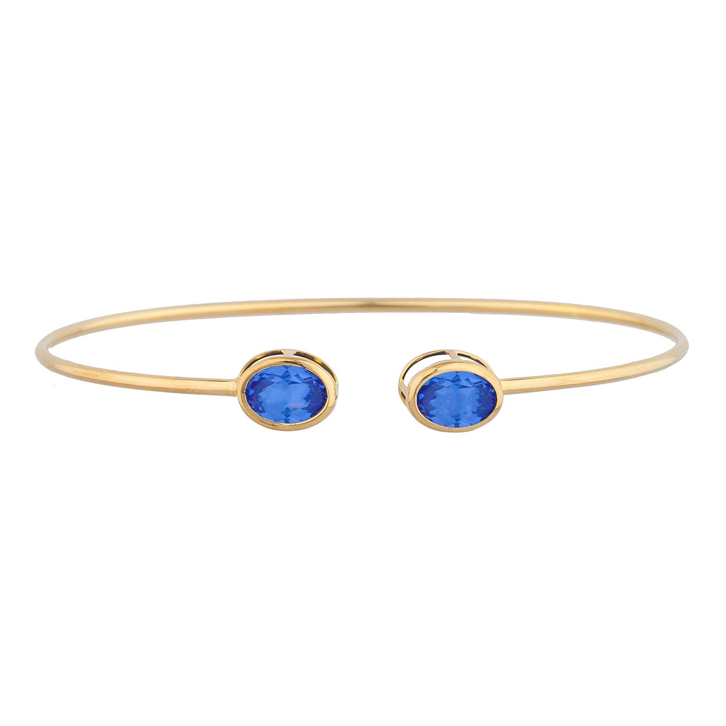 14Kt Gold Tanzanite Oval Bezel Bangle Bracelet