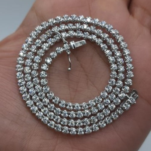 14Kt Gold 6 Ct Lab Grown 17 Inch Diamond Buttercup Tennis Necklace