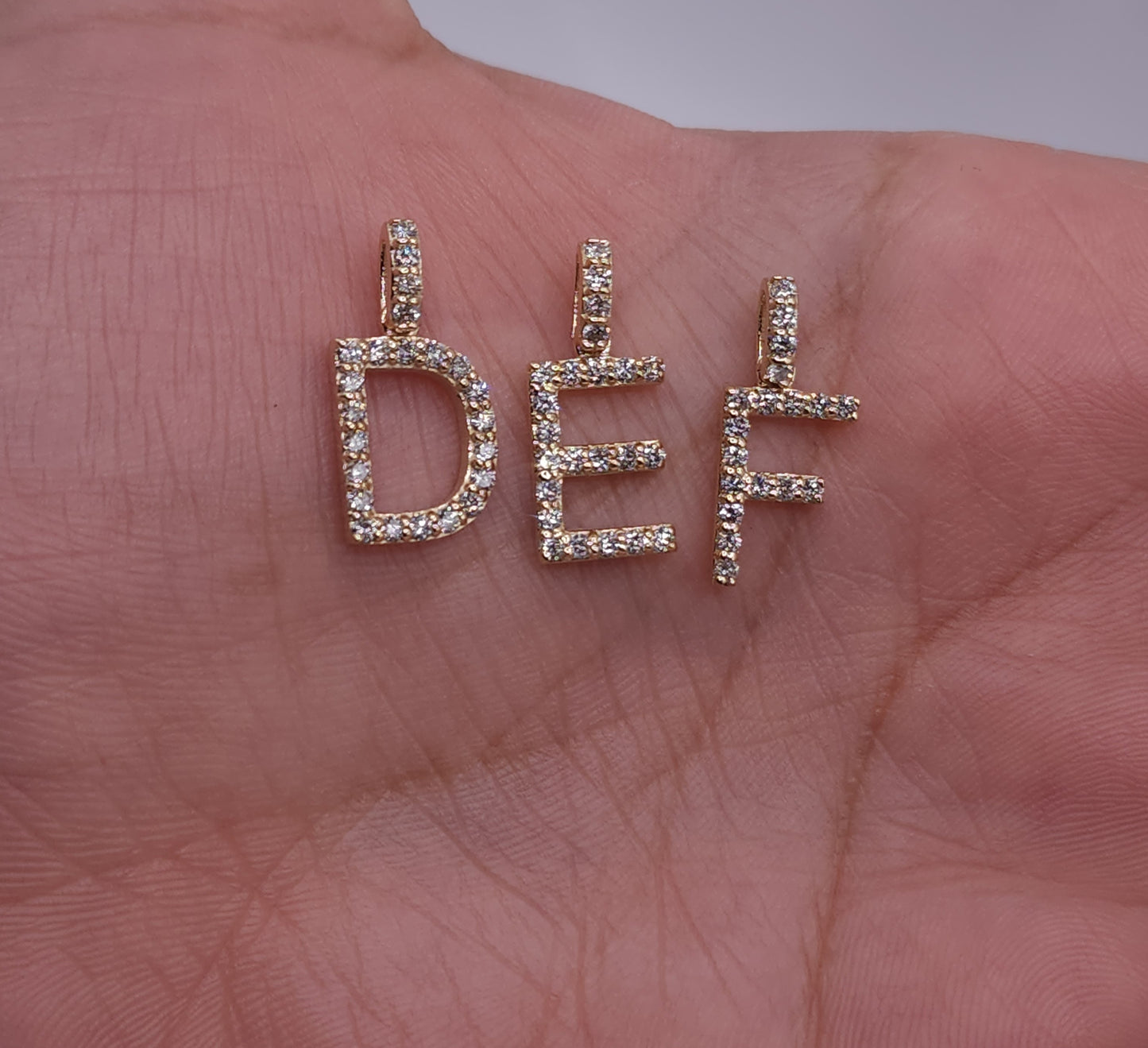 14Kt Gold Initial Letter 0.36 Ct Genuine Natural Diamond Pendant