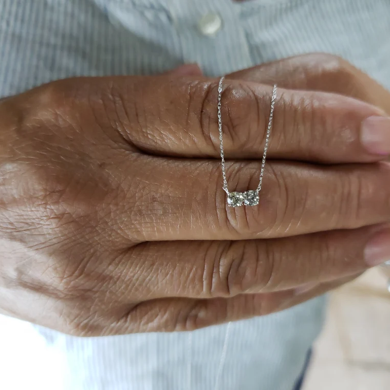 14Kt Gold 0.30 Ct Lab Grown Diamond 2 Stones Pendant Necklace