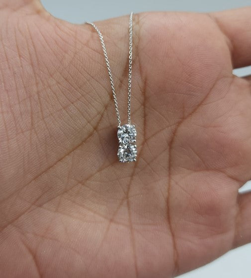 14Kt Gold 1 Ct 2 Stone Lab Grown Diamond Necklace Pendant