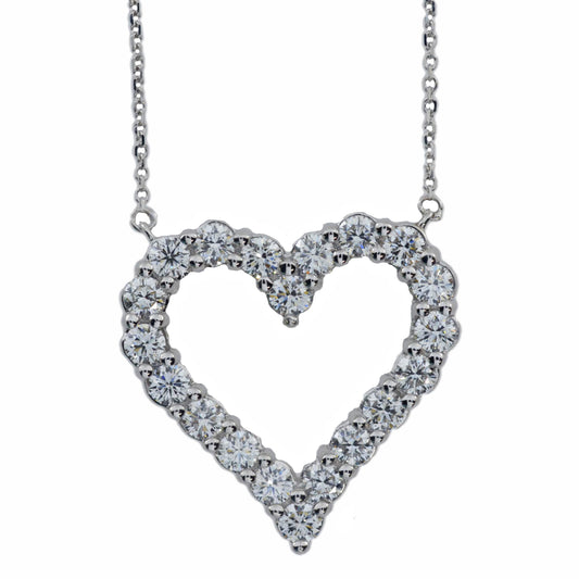 14Kt Gold 2.50 Ct Lab Grown Diamond Open Heart Necklace