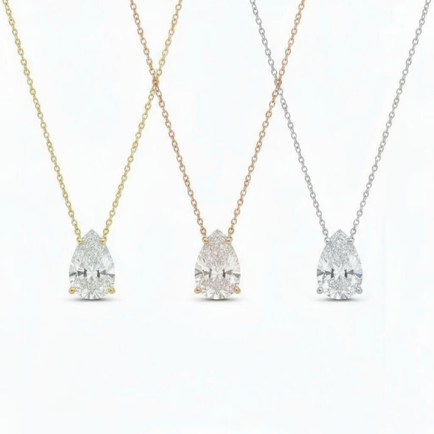 14Kt Gold 0.72 Lab Grown Pear Shape Diamond Pendant Necklace