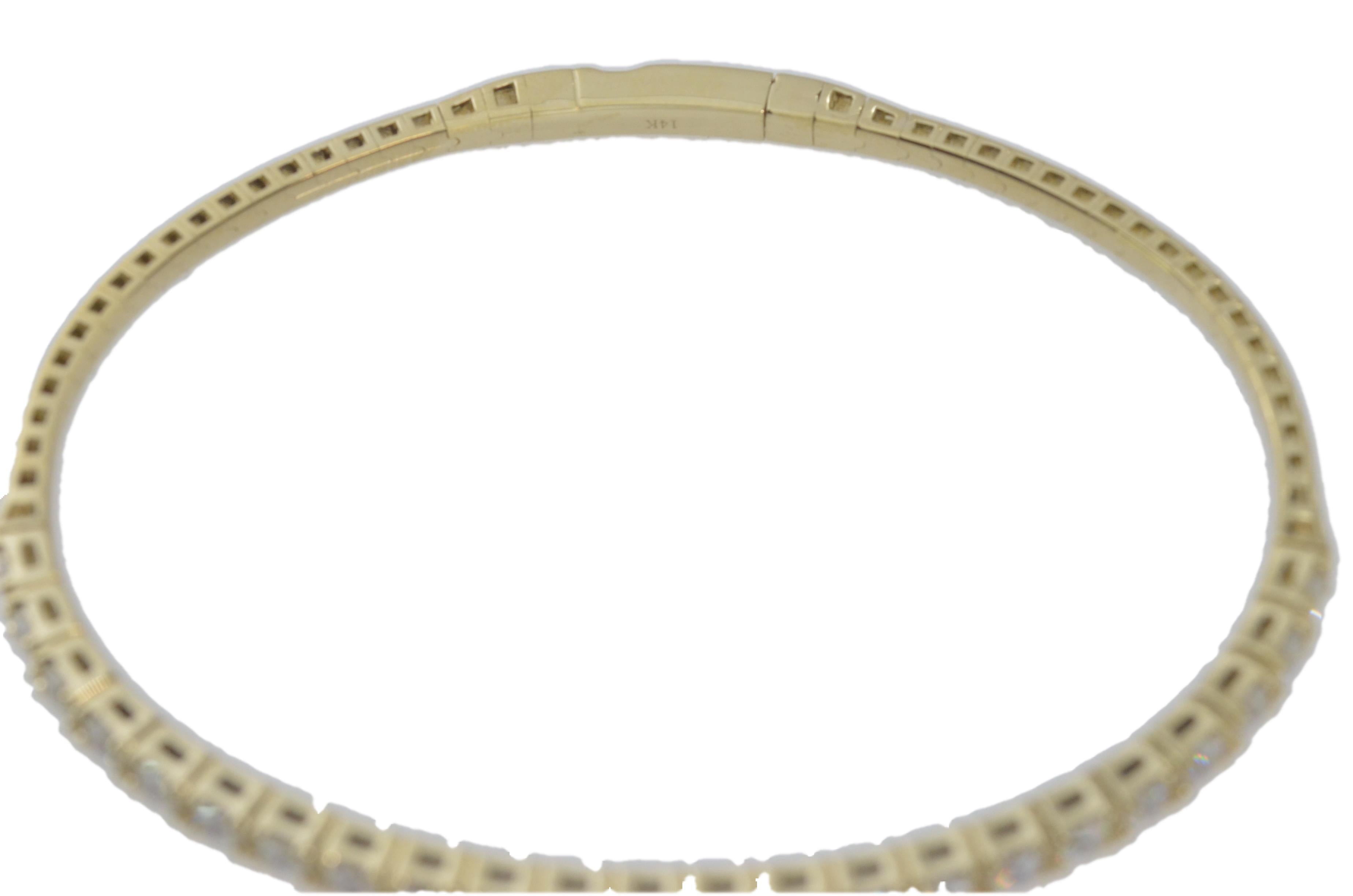 14Kt Gold 2.50Ct Lab grown Diamond Half Bangle Bracelet