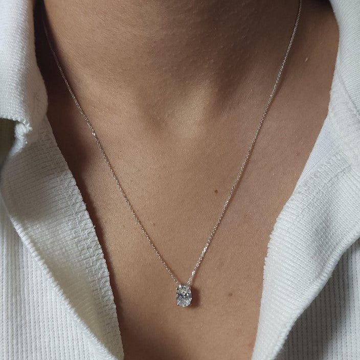 14Kt Gold Ct Oval Lab Grown Diamond Solitaire Pendant