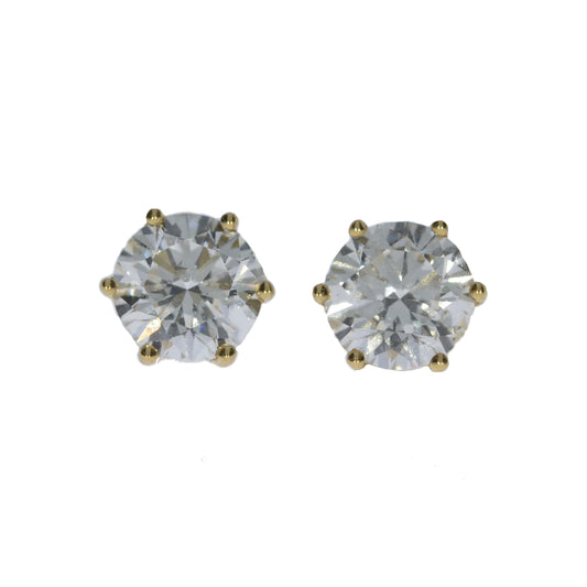 14Kt Gold 4 Ct 6 prong Lab Grown Diamond Earrings