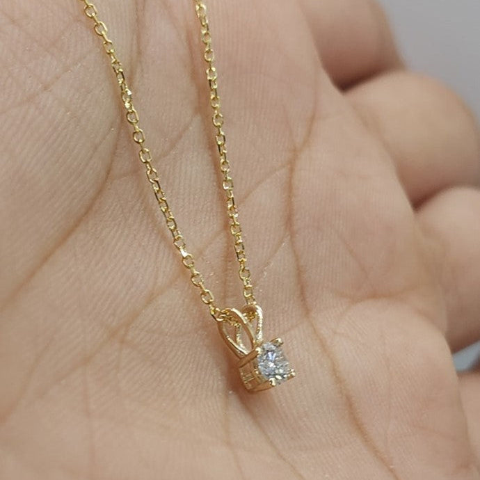 14Kt Gold 0.15 Ct Lab Grown Solitaire Dainty Bridal Pendant